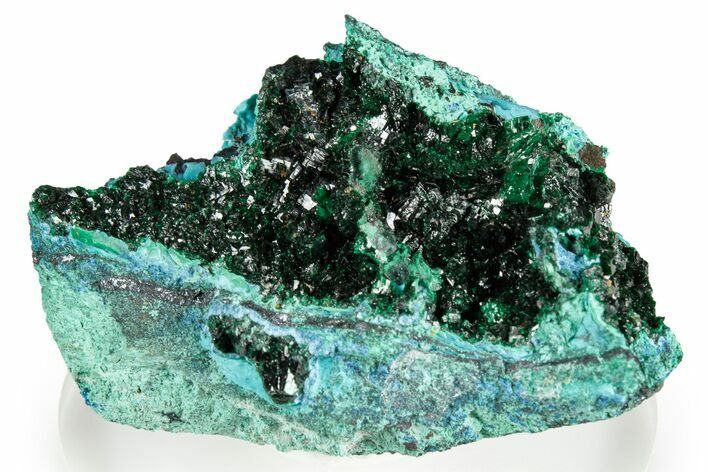Shimmering Malachite Crystals On Plancheite - Congo #346103